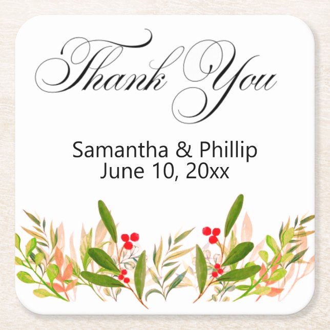 Thank you coaster wedding favors (Front)