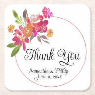 Thank you coaster wedding favour green tree