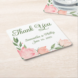 Thank you coaster wedding favour purple