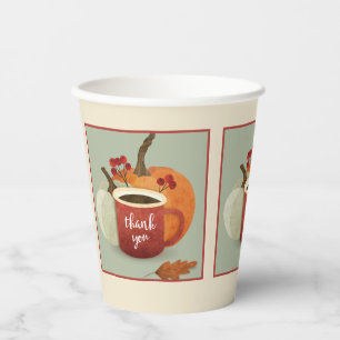 Thank you, Coffee Mug & Pumpkin Fall Theme Paper Cups