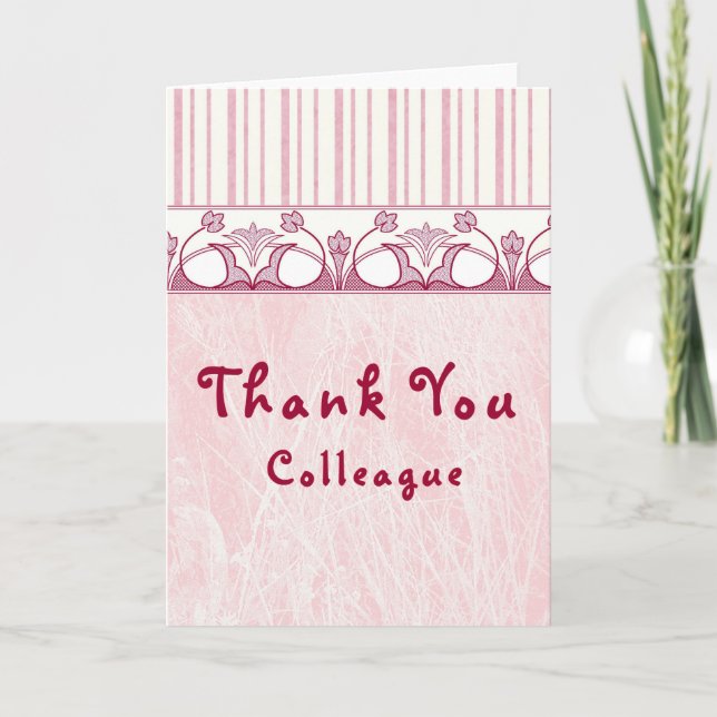 Thank You Colleague Blank Card Pink with Border (Front)