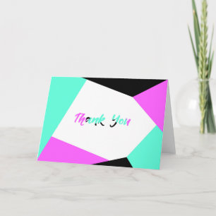 Thank You Colour Block Card    Black Teal Pink