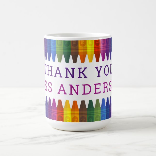 Thank You Coloured Crayons Personalise Coffee Mug (Center)