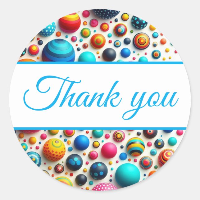 Thank You Colourful Abstract Classic Round Sticker (Front)