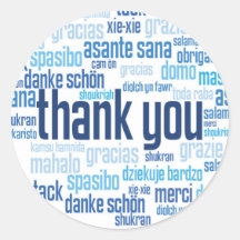 Thank you colourful blue envelope seal sticker