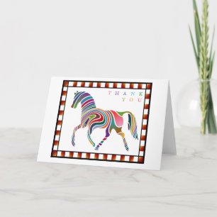 Thank You Colourful Horse Pony with Border White Card