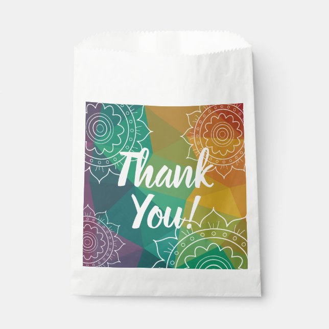 Thank you colourful mandala boho chic favour bags (Front)