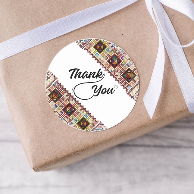 Thank You Colourful Palestinian Tatreez Sticker (Creator Uploaded)