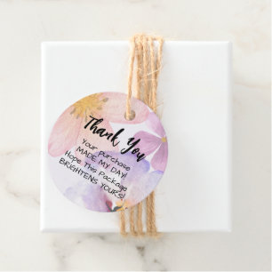 Thank you Colourful Pastel Purple Watercolor Flowe Favour Tags