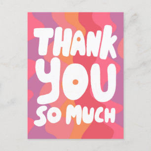 THANK YOU Colourful Pink Curvy Stripes CUSTOM   Postcard
