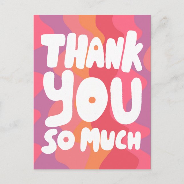 THANK YOU Colourful Pink Curvy Stripes CUSTOM   Postcard (Front)
