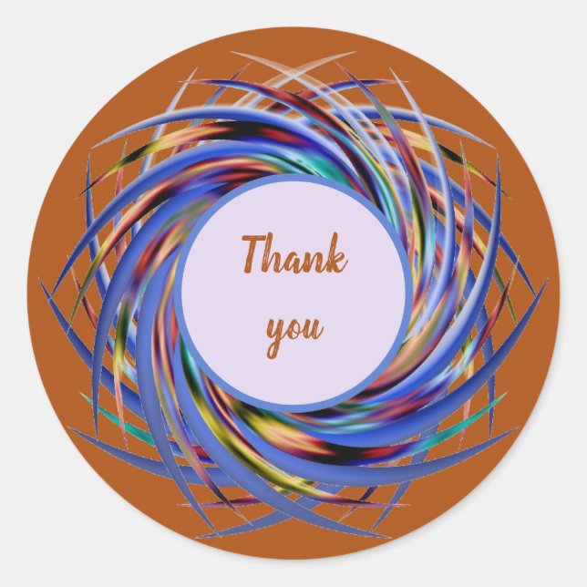 Thank You Colourful Spiral Pattern Appreciation Classic Round Sticker (Front)