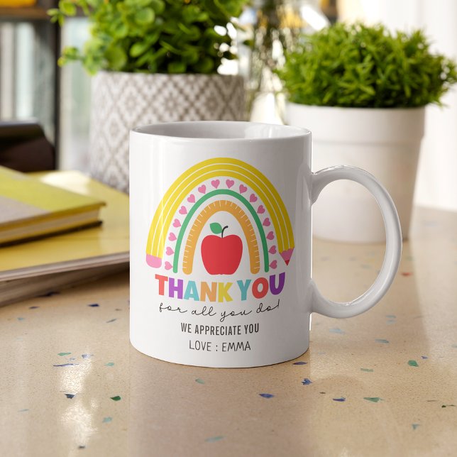 Thank You Colourful Teacher Appreciation Rainbow Coffee Mug (Creator Uploaded)