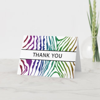 Thank You! Colourful Wild Animal  Zebra Patterns You Card