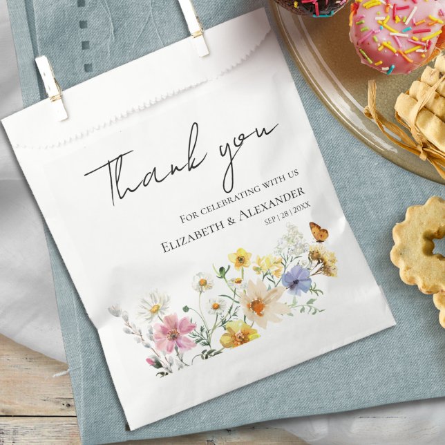  Thank You | Colourful Wildflower Boho Wedding Favour Bags (Creator Uploaded)