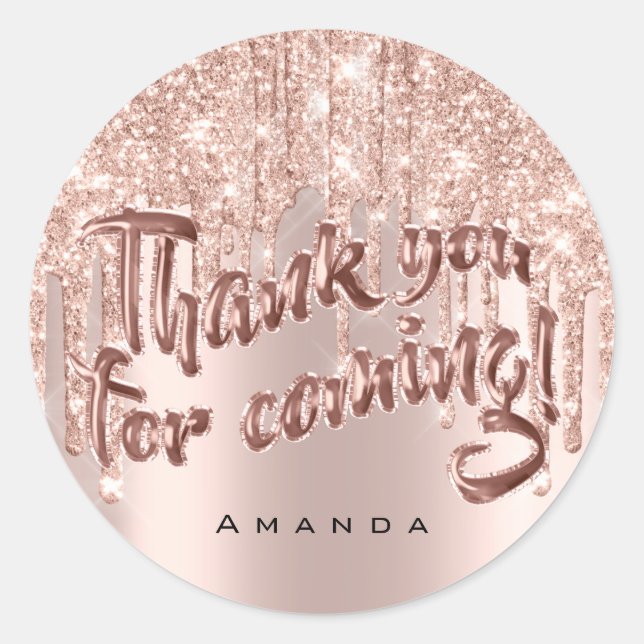 Thank You Coming 16th Bridal Rose Glitter Balloons Classic Round Sticker (Front)