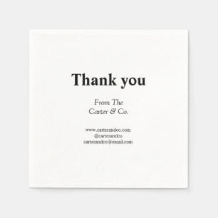 thank you company name from website social emails napkin