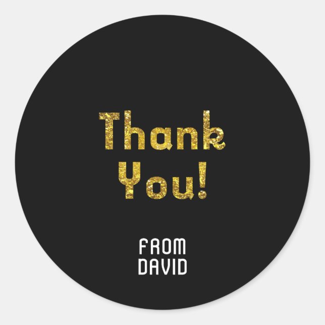 Thank You Confetti Gold Classic Round Sticker (Front)