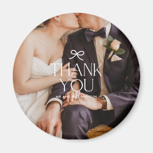 Thank You Coquette Bow Wedding Photo Magnet