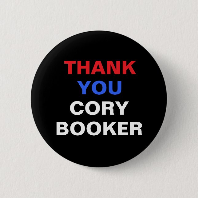 Thank You Cory Booker  Button (Front)