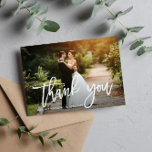 THANK YOU | Country text wedding thank you card<br><div class="desc">country themed brush script design with lovely photo of the new Mr. and Mrs. The image as well as the colours and text can be personalised.</div>