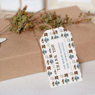 Thank You Cowboy Pattern Baby Shower Gift Tags