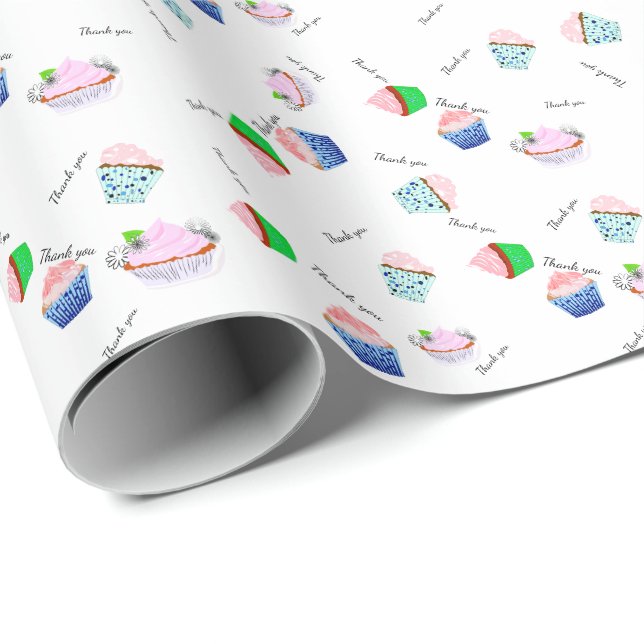 Thank You cupcake Wrapping Paper (Roll Corner)