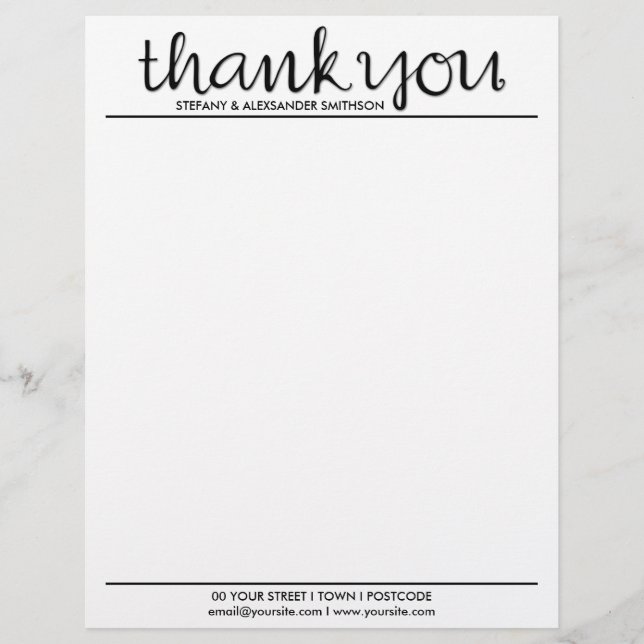 Thank You Cursive black Letterhead (Front)