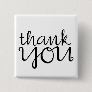 Thank You Cursive black Magnet 15 Cm Square Badge