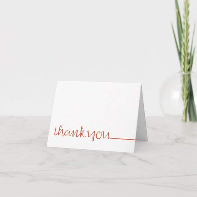 Thank You Cursive long tangerine Note Card (Front)