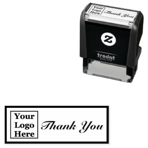 Thank You Cursive Script Business Your Logo Here Self-inking Stamp
