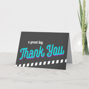 Thank You Custom Bold Modern Teal on Grey  Card