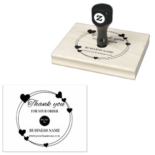 Thank you custom business logo heart rubber stamp