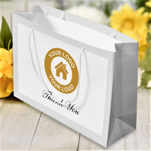 Thank You Custom Business Logo Script Text Large Gift Bag