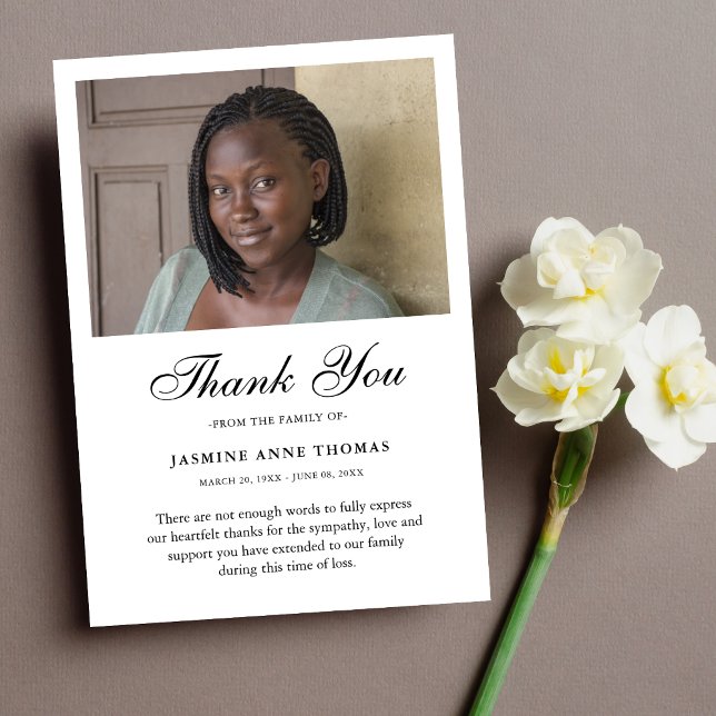 Thank You Custom Funeral Photo Sympathy Grief Loss (Sympathy Thank You Card)