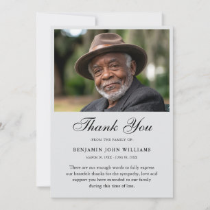Thank You Custom Funeral Photo Sympathy Grief Loss Card