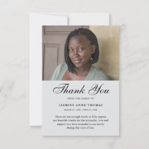 Thank You Custom Funeral Photo Sympathy Grief Loss Card