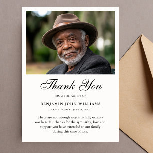 Thank You Custom Funeral Photo Sympathy Ivory Card