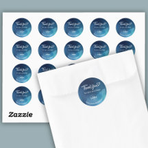 Thank You Custom Logo/ Website Blue Stickers Sheet