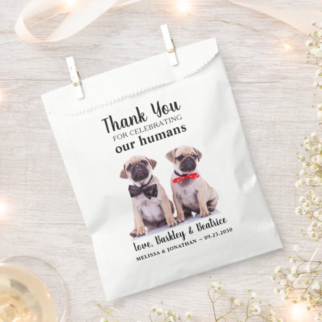 Thank You Custom Photo Dog Treat Pet Wedding  Favour Bags (Clipped)