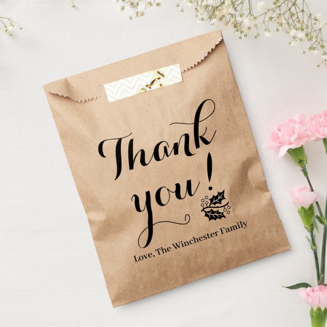 Thank You custom script rustic kraft Thanksgiving Favour Bags (Sealed)