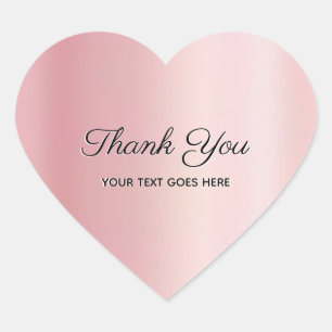 Thank You Custom Text Luxury Elegant Rose Gold Heart Sticker