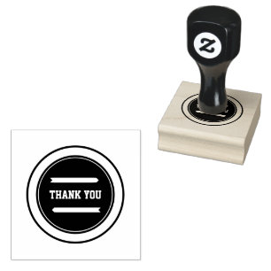 THANK YOU Custom Text Wood Art Classic Black Ink Rubber Stamp