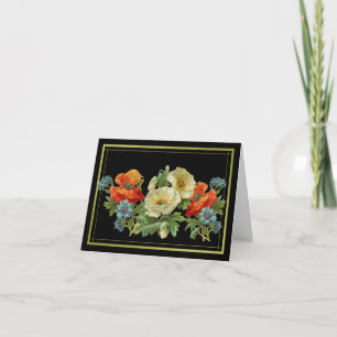 Thank You Custom Vintage Poppy and Cornflowers Card
