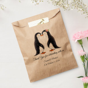Thank You Custom Wedding Penguin Couple Favour Bags
