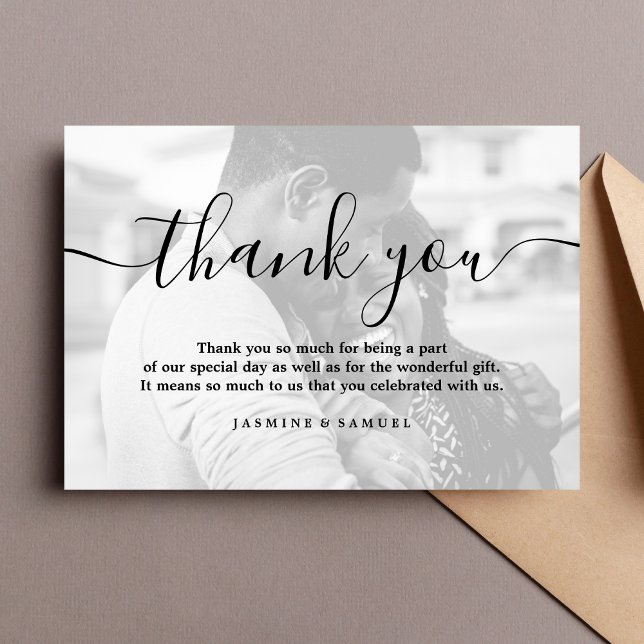 Thank You Custom Wedding Photo  Card (Wedding Thank You Card)
