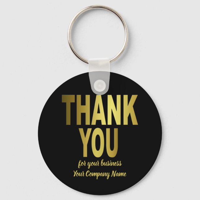 Thank You Customer Appreciation Gold Black Key Ring (Front)