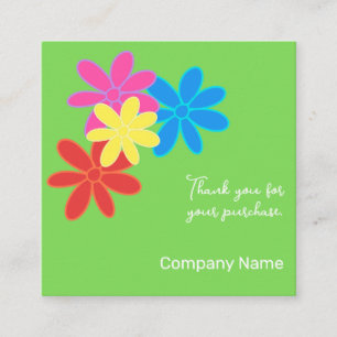 THANK YOU CUSTOMER HAPPY COLORFUL FLOWER GREEN ENCLOSURE CARD