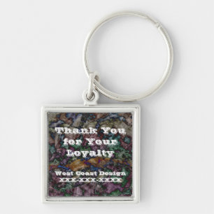 Thank You Customer Loyalty Token Colourful Mosaic Key Ring