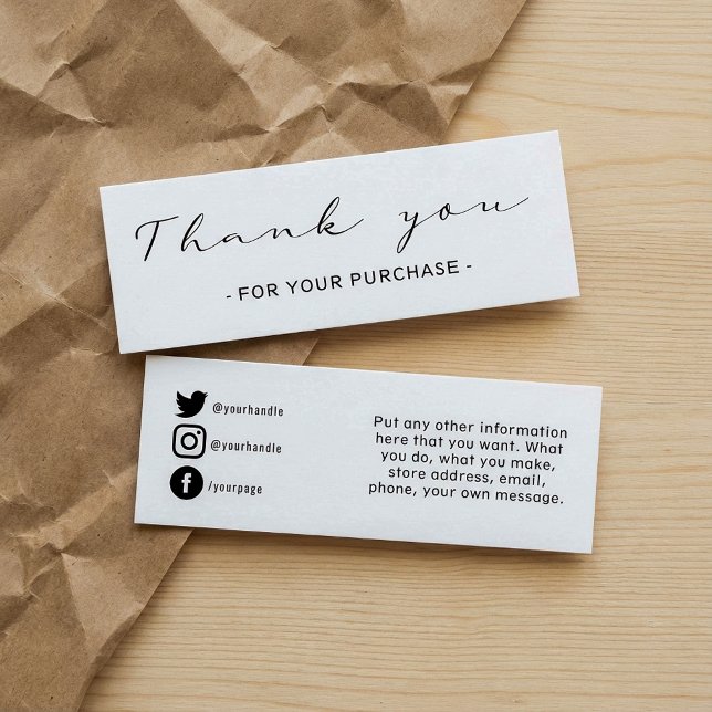 Thank you customer order, social media insert card (Thank you customer order, social media insert card.)